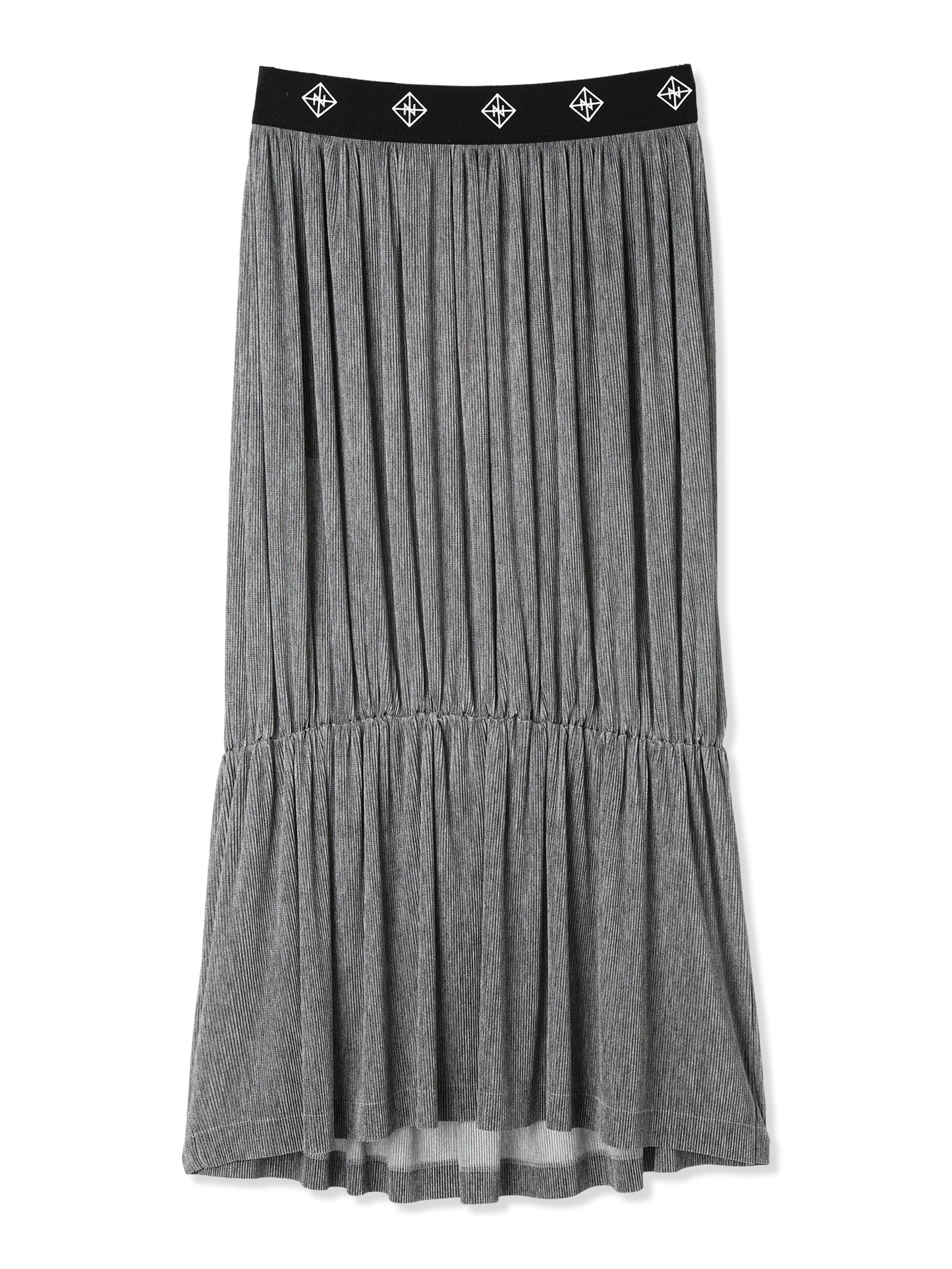 SILKY PLEATS PRINTED SKIRT (13 GRAY)