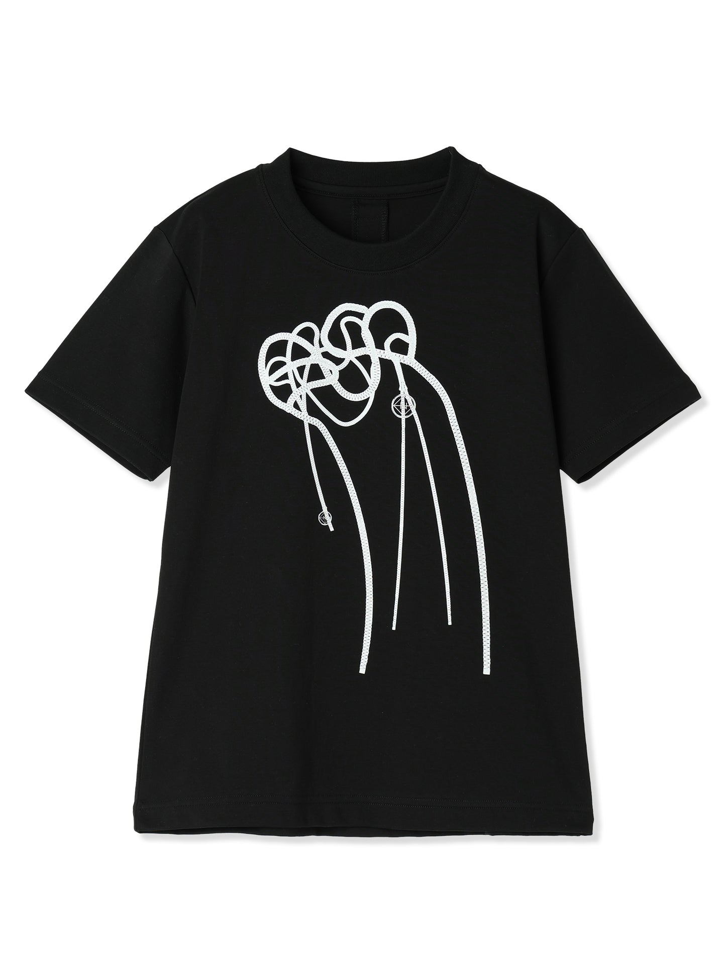 ZIPPER CORSAGE PRINTED SMOOTH T-SHIRT (15 BLACK)
