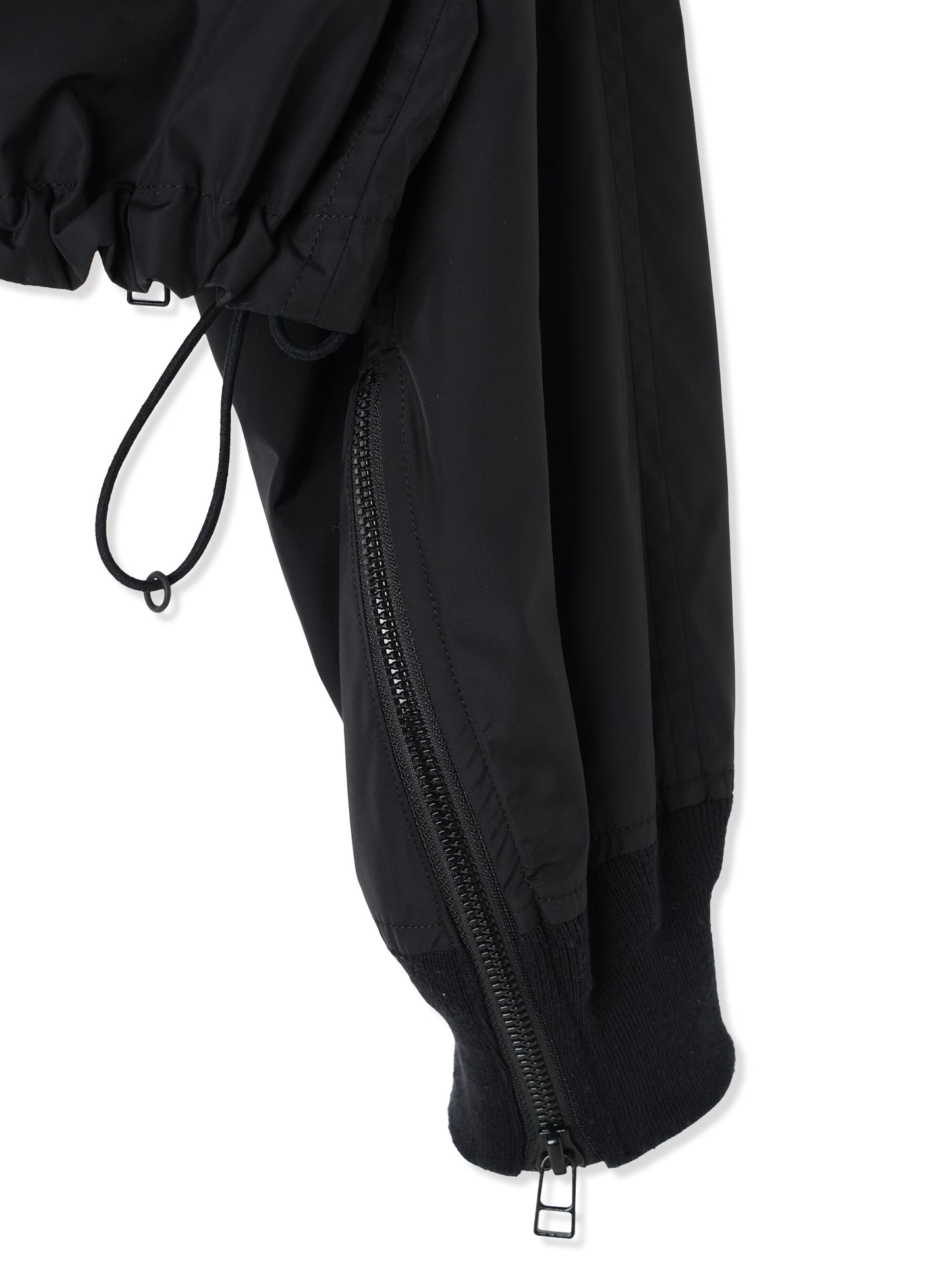 GLASSY NYLON FULL-ZIP SHORT HOODED JACKET