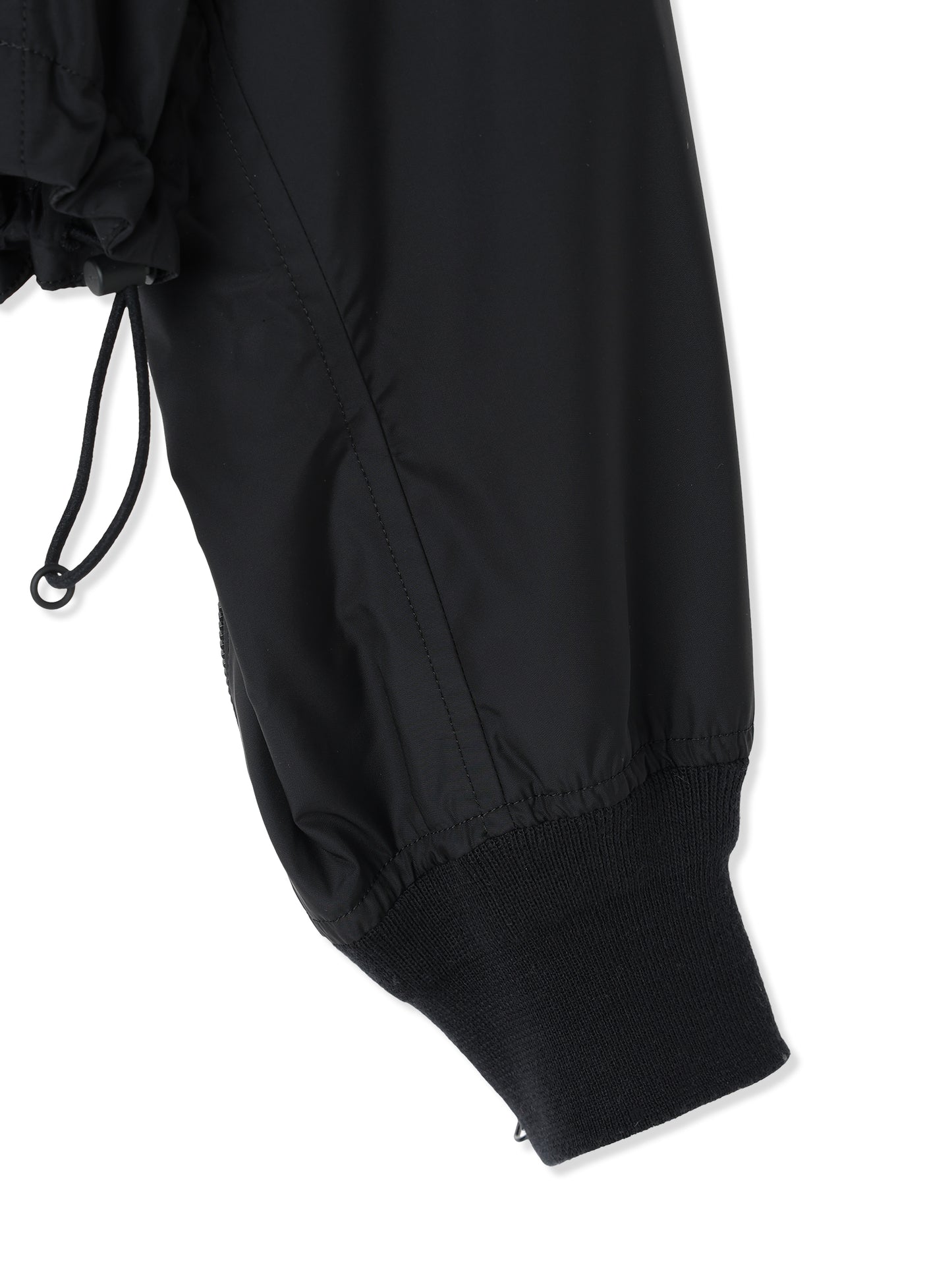 GLASSY NYLON FULL-ZIP SHORT HOODED JACKET