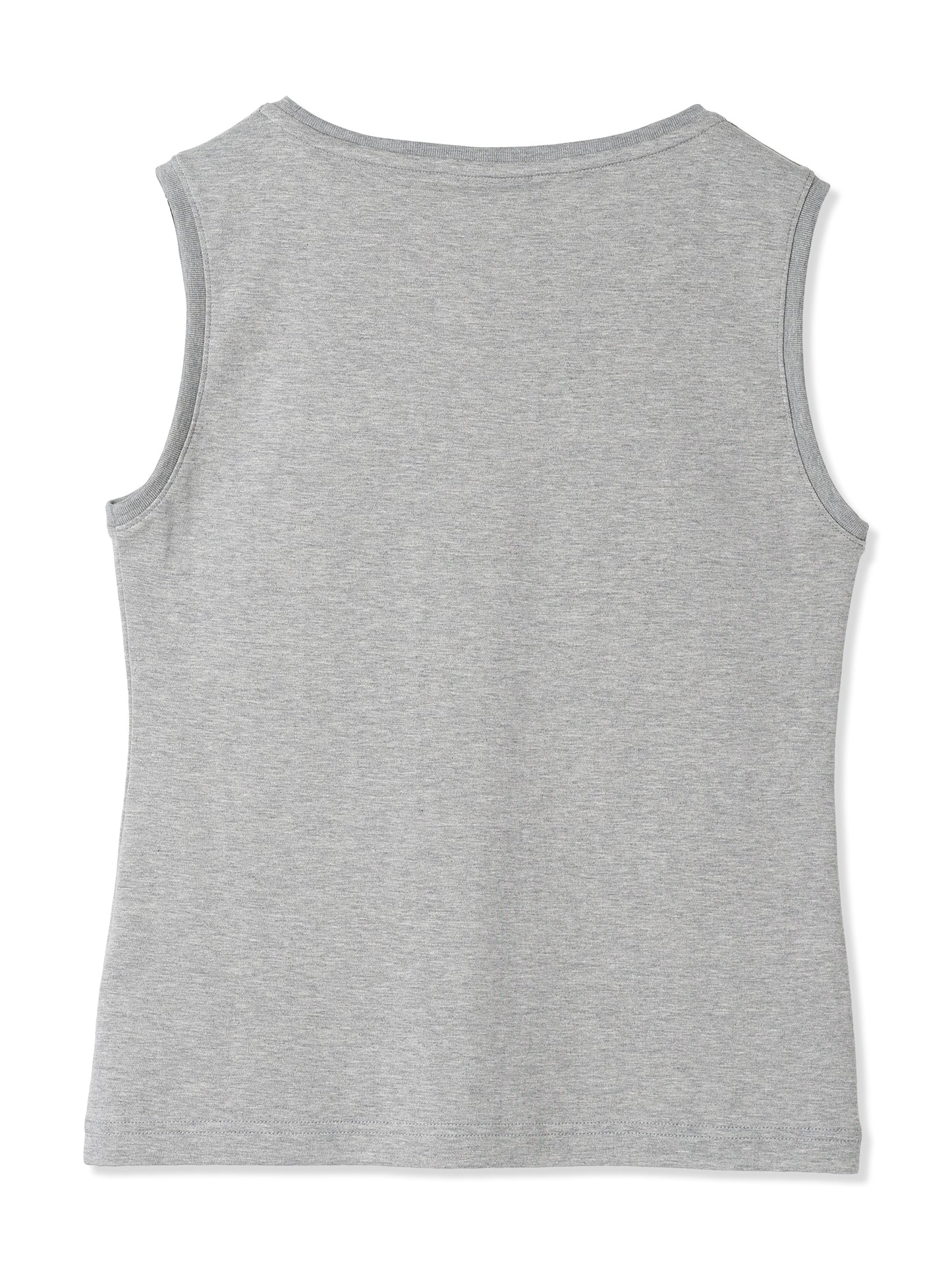 OPEN ZIPPER PRINTED SLEEVELESS SMOOTH T-SHIRT