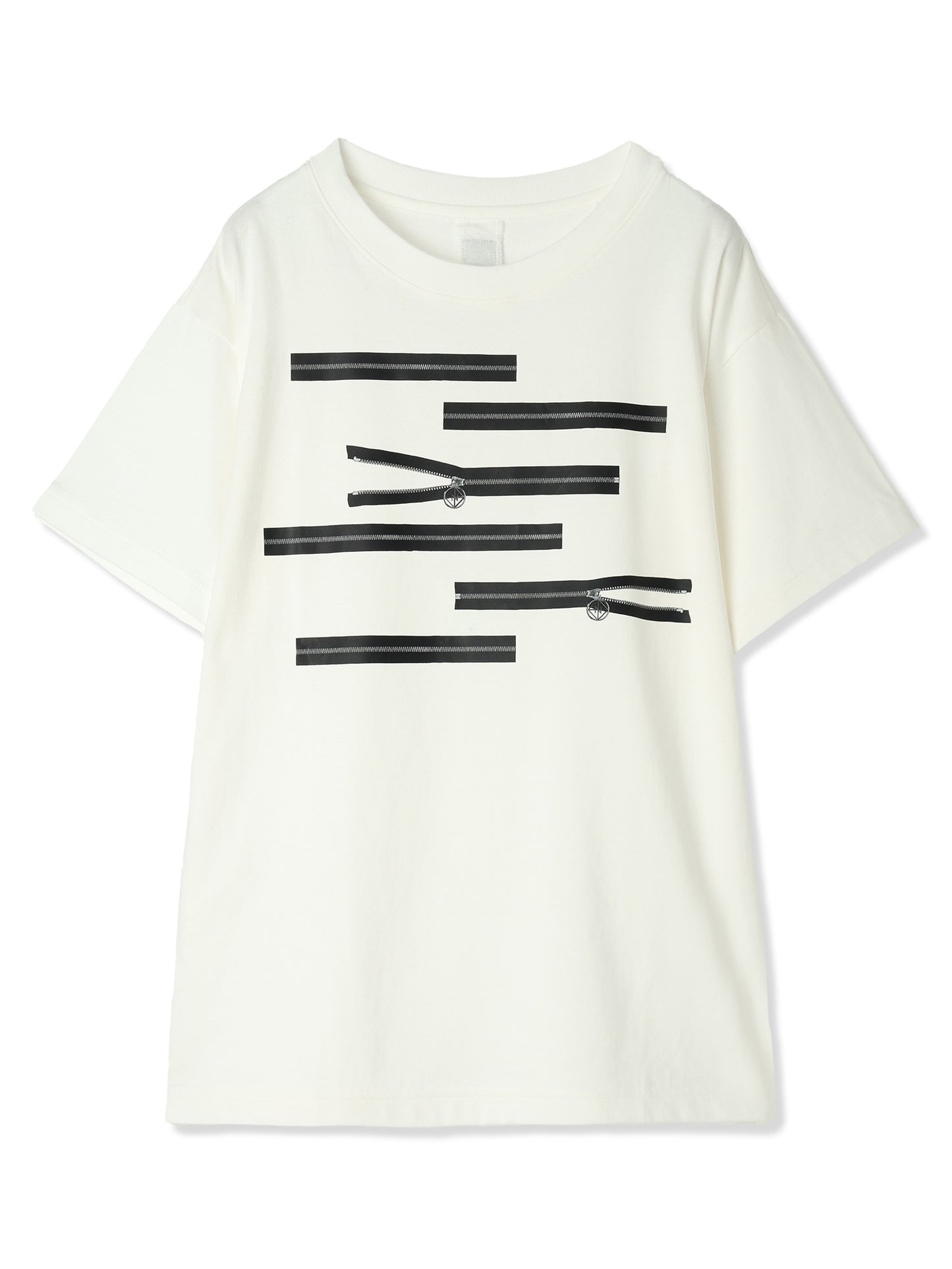 ZIPPER BORDER PRINTED T-SHIRT (02 WHITE)