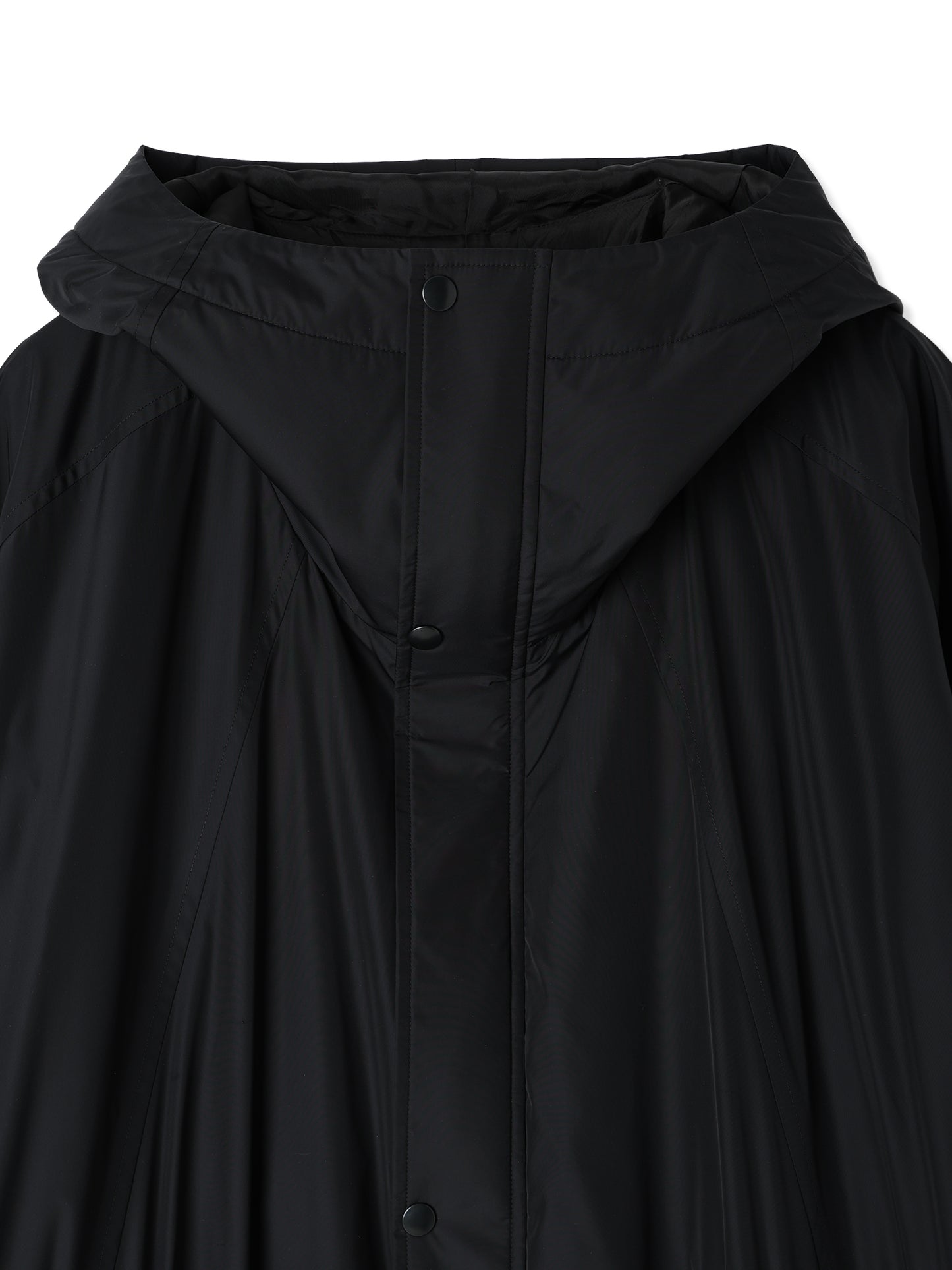 GLASSY NYLON HOODED LONG COAT