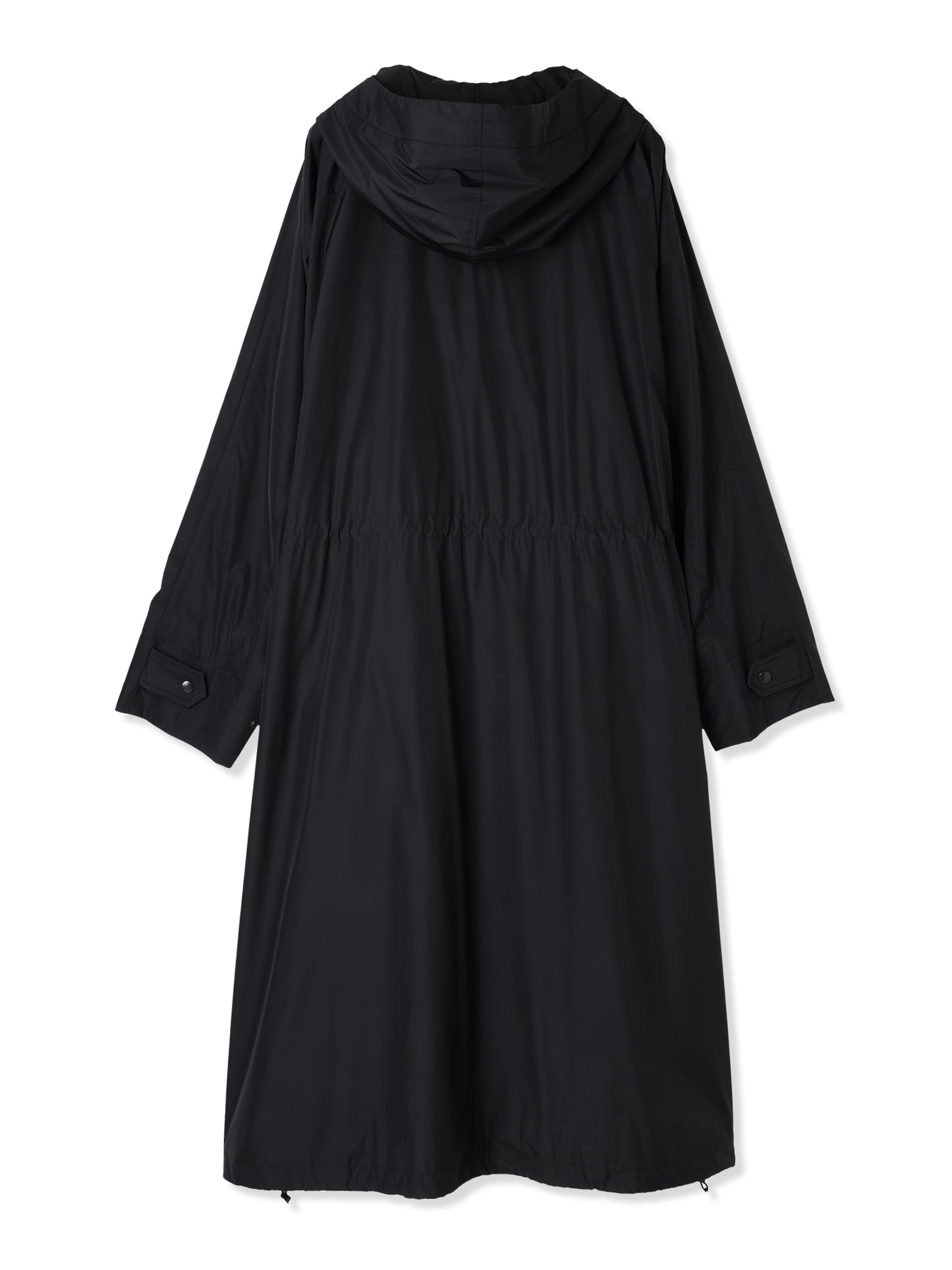 GLASSY NYLON HOODED LONG COAT
