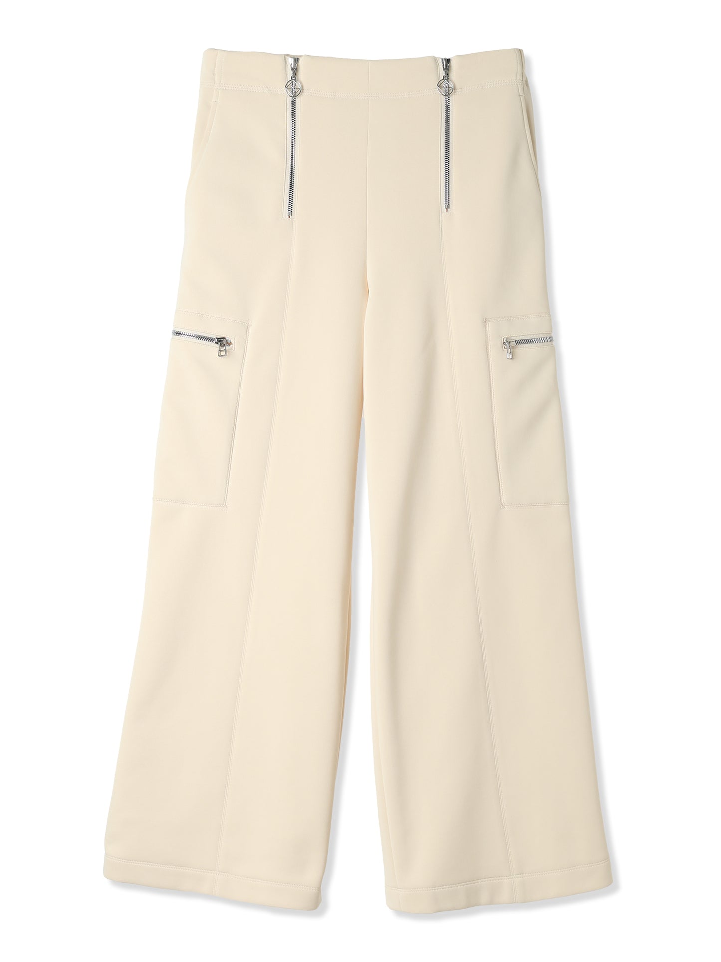 SILKY DOUBLE KNIT SEMI WIDE-LEG SAILOR STYLE PANTS (04 ECRU)