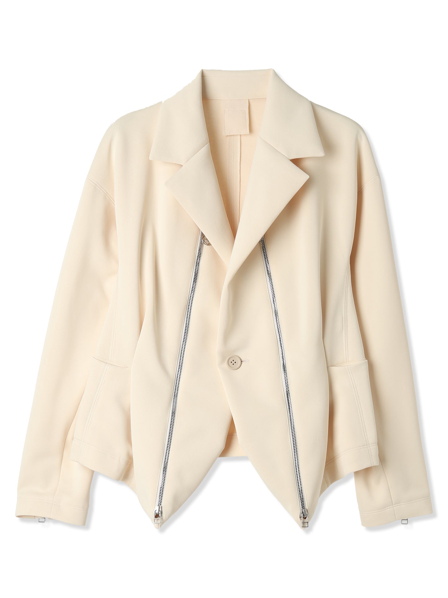 SILKY DOUBLE KNIT 3D ZIP UP JACKET (04 ECRU)