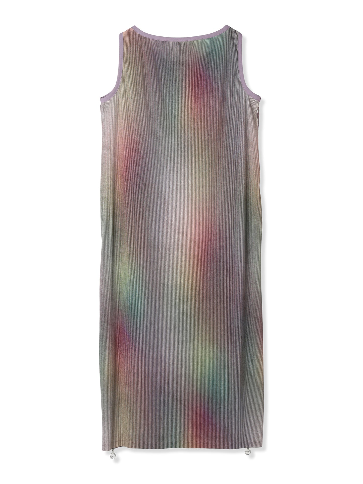 SILKY PLEATS PRINTED SLEEVELESS DRESS