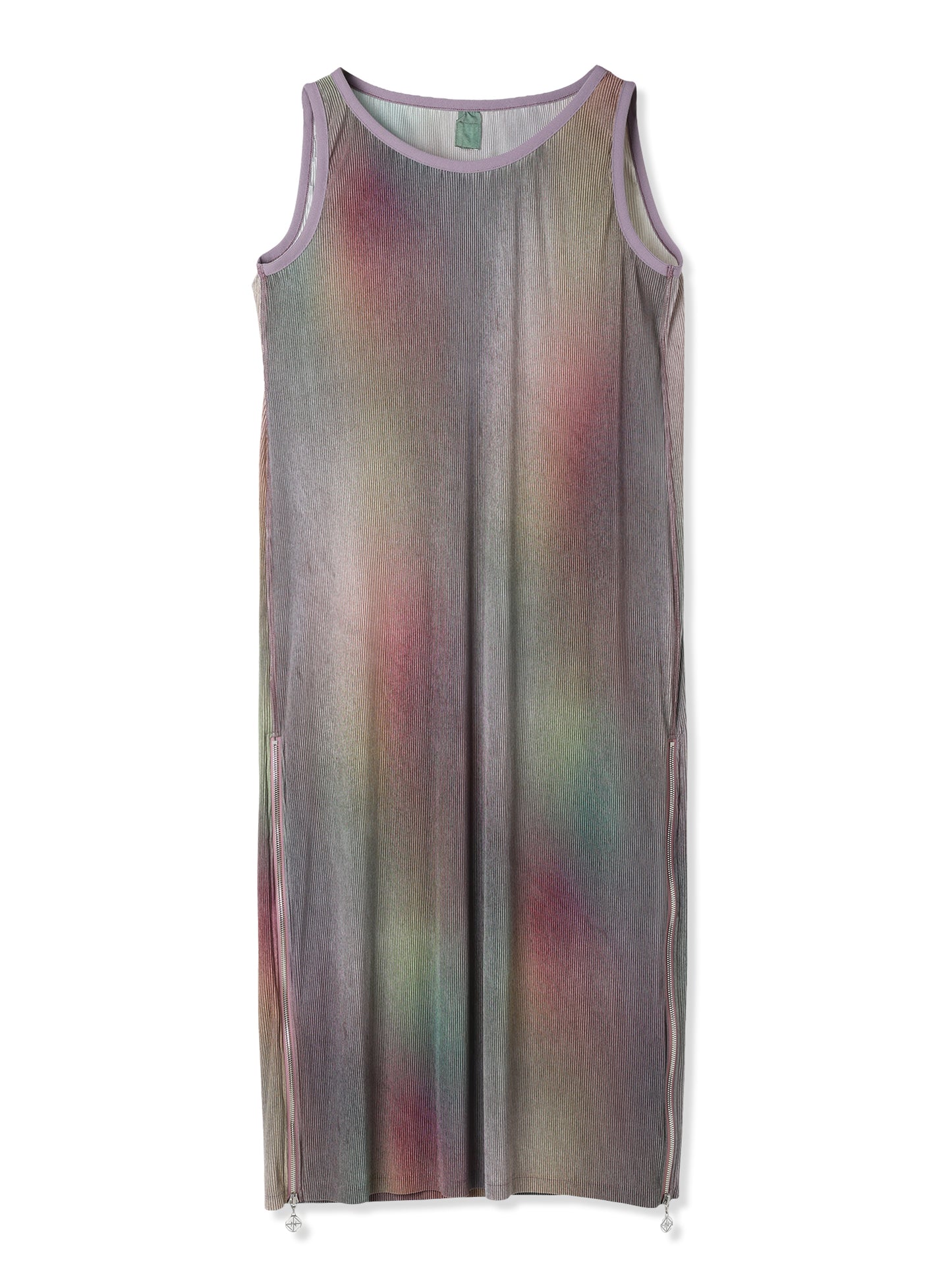 SILKY PLEATS PRINTED SLEEVELESS DRESS (12 GRADATION)