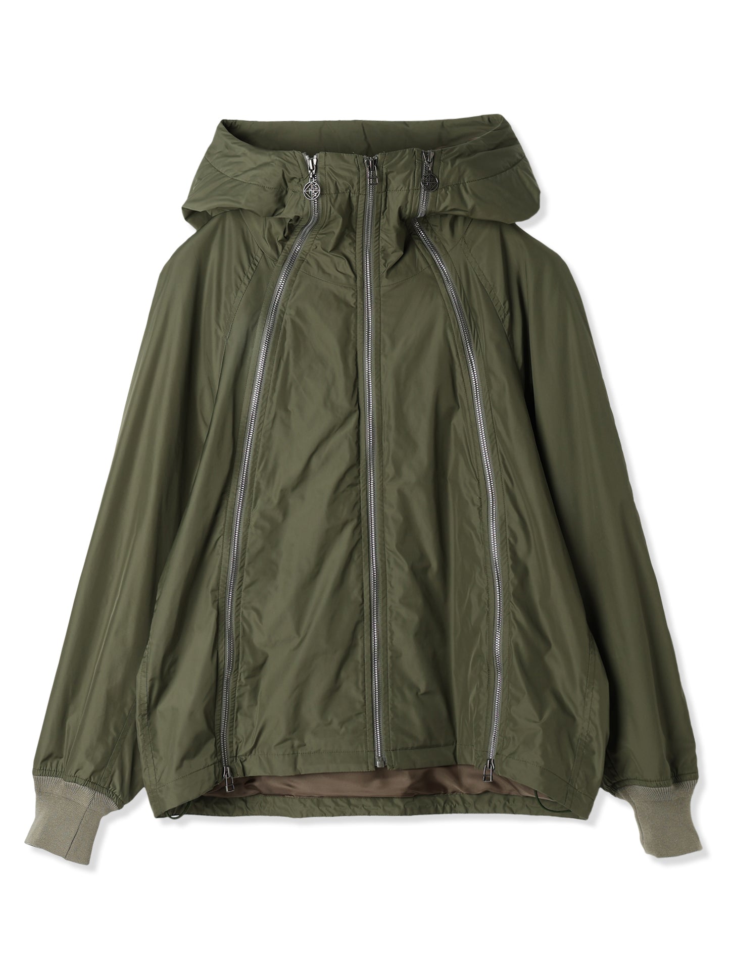 GLASSY NYLON FULL ZIP HOODED JACKET (65 KHAKI)