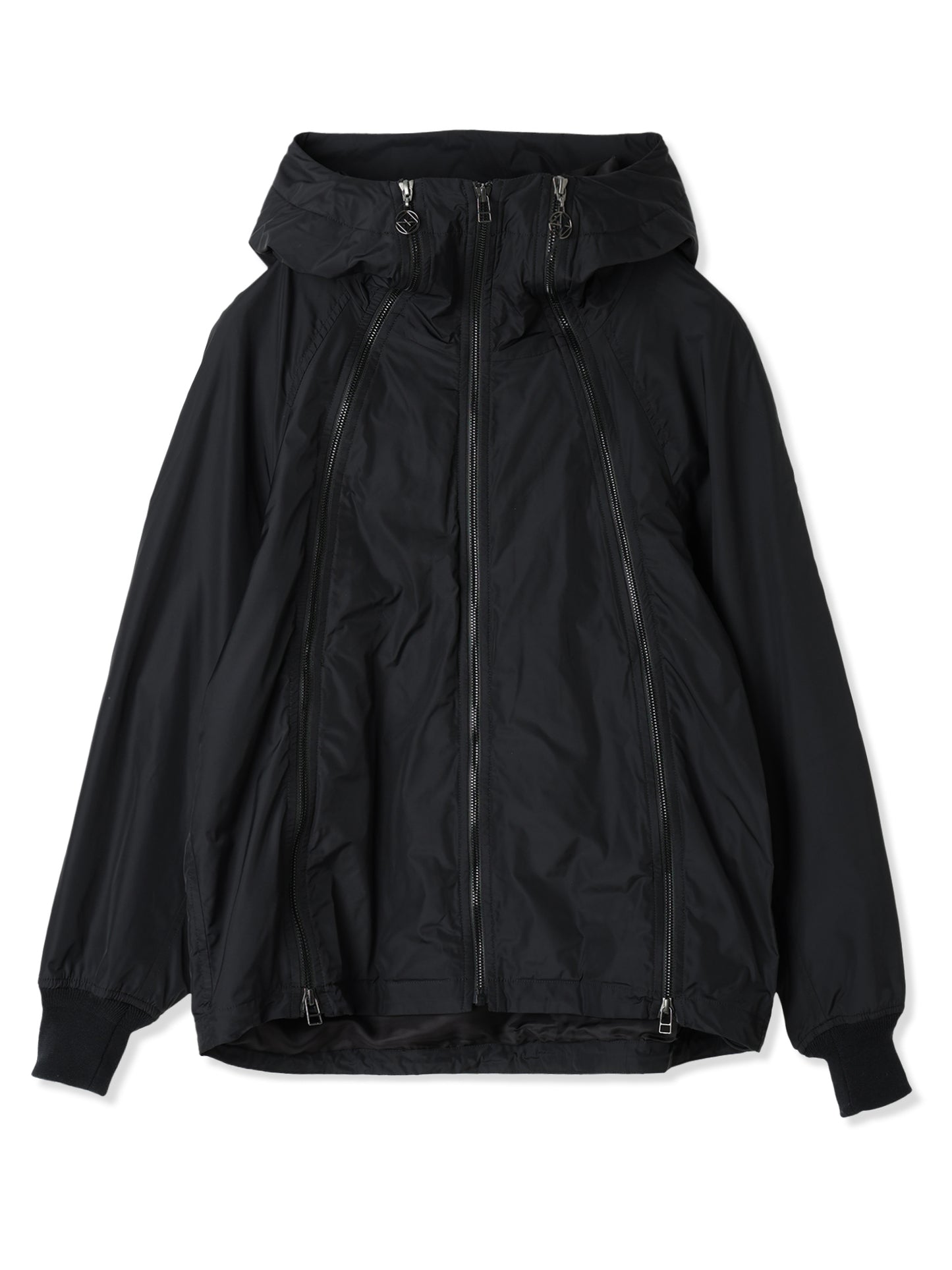 GLASSY NYLON FULL ZIP HOODED JACKET (15 BLACK)