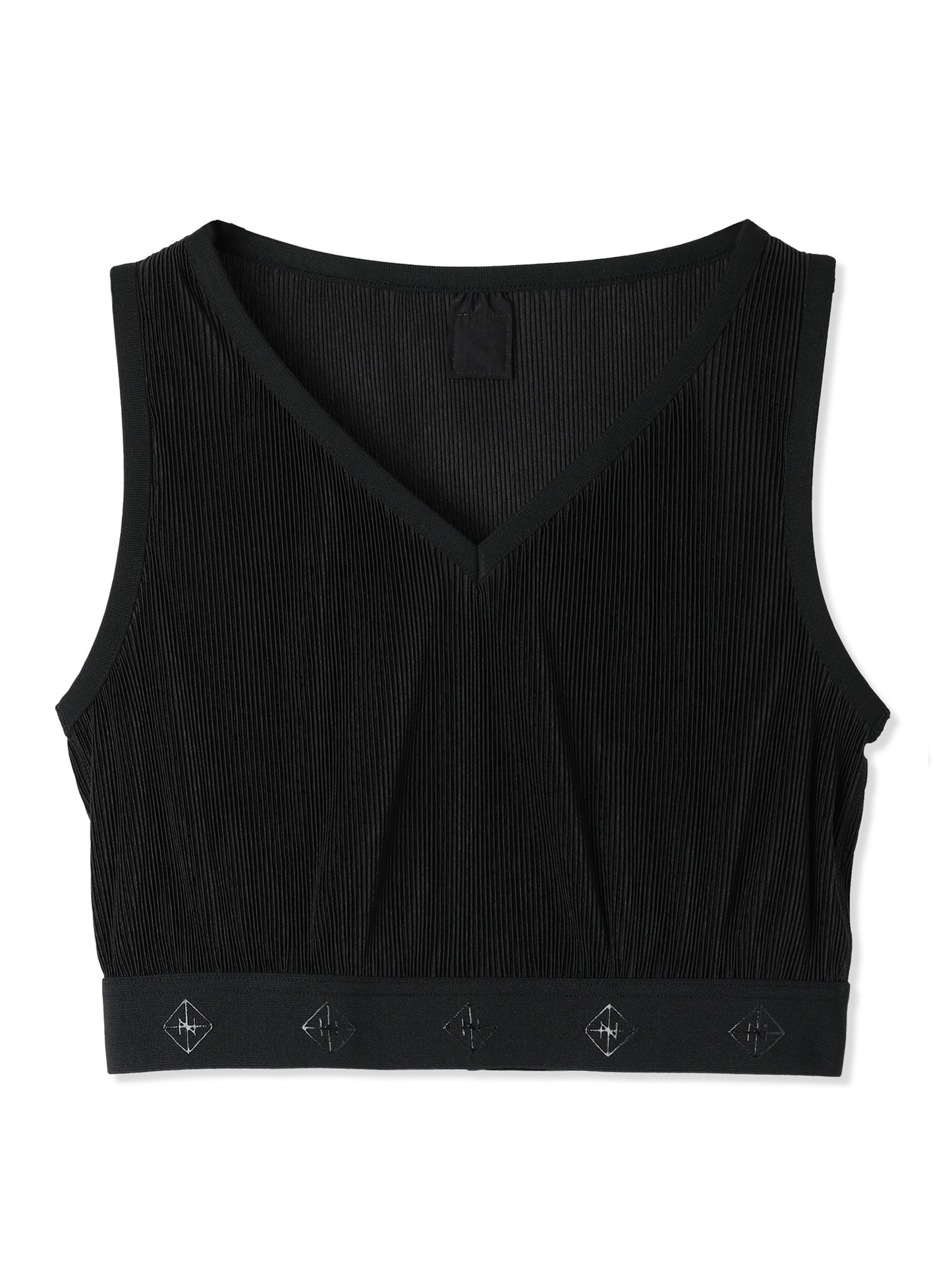SILKY PLEATS CROPPED TANK TOP (15 BLACK)