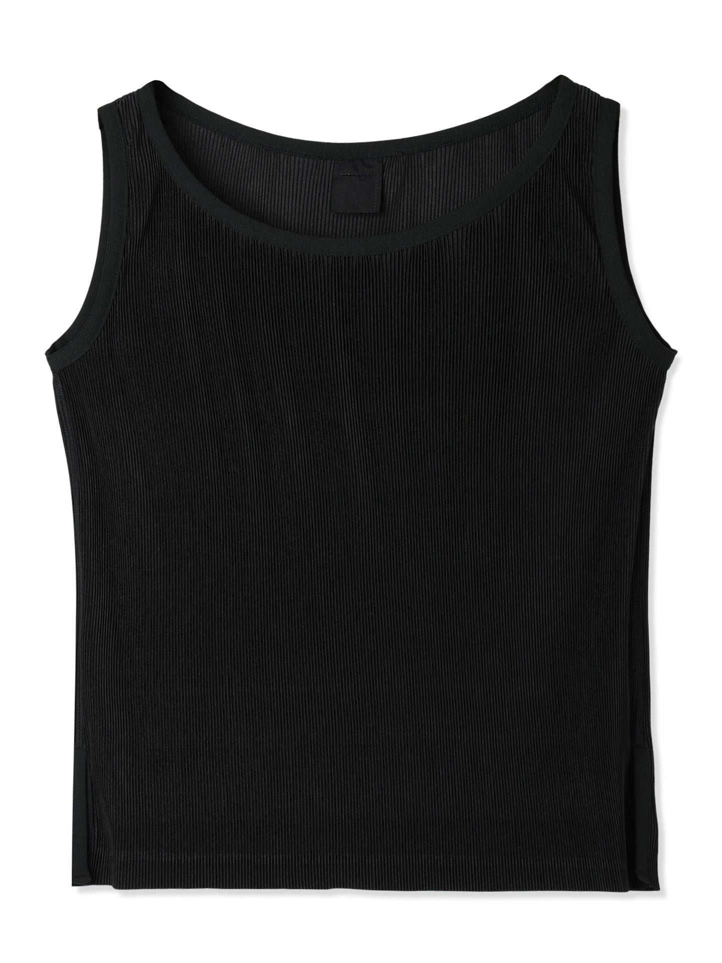 SILKY PLEATS SIDE-SLIT TANK TOP (15 BLACK)