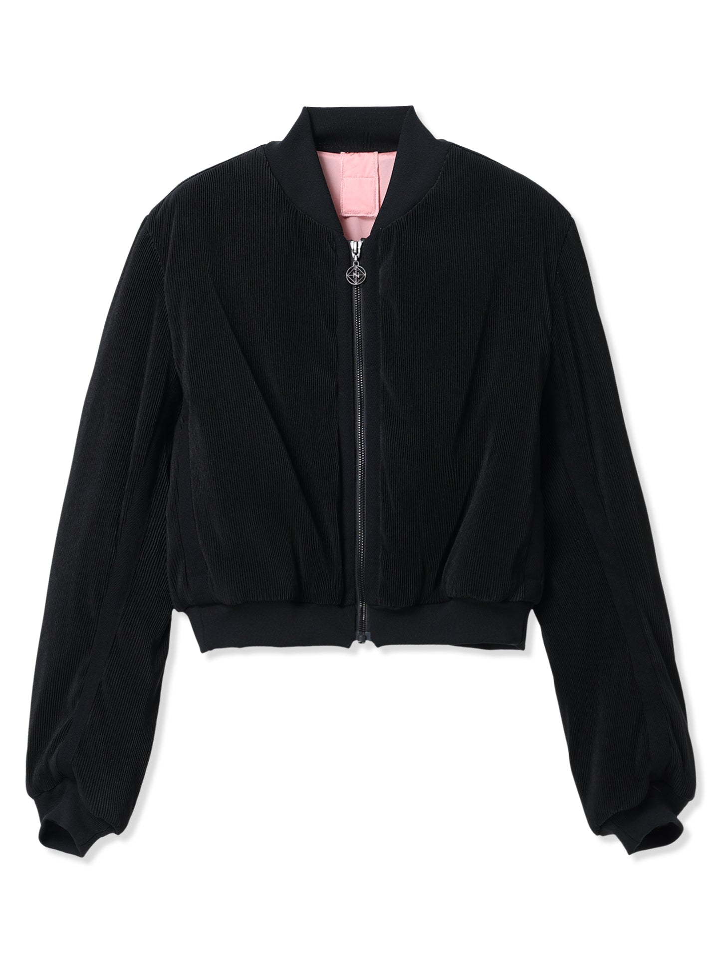 SILKY PLEATS MILITARY BOMBER JACKET (15 BLACK)