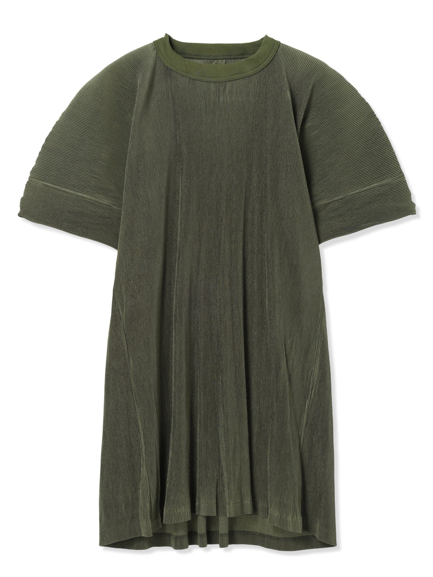 SILKY PLEATS MINI DRESS (66 KHAKI)