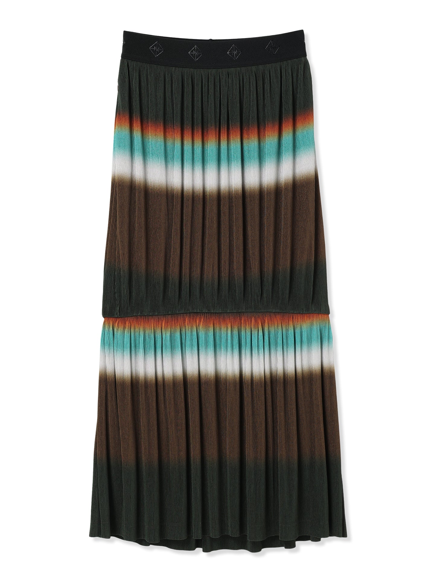 SILKY PLEATS PRINTED SKIRT (44 BROWN)