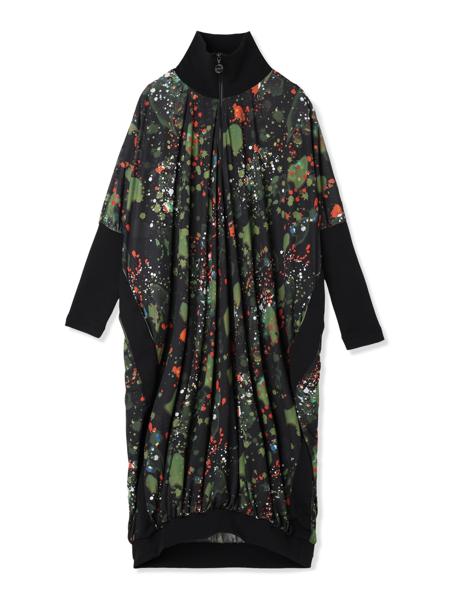 PAPER JERSEY PRINTED COCOON DRESS (15 BLACK)