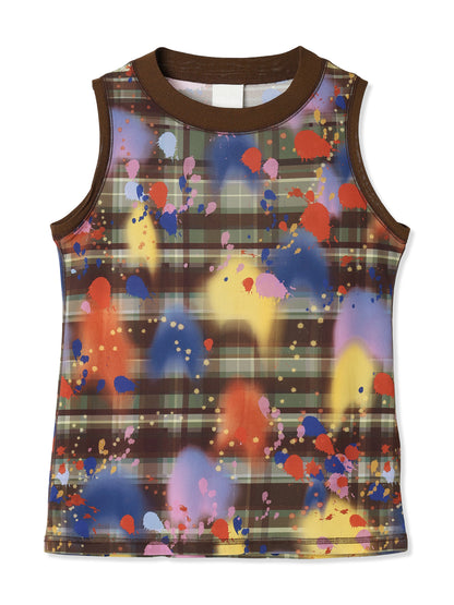 PAPER JERSEY PRINTED TANK TOP (44 BROWN)