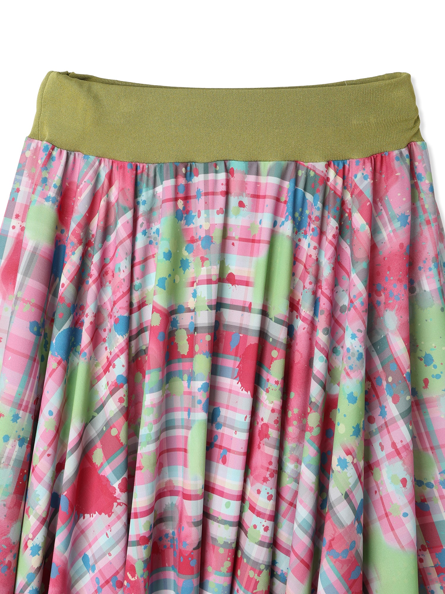 PAPER JERSEY PRINTED SQUARE CUT SKIRT