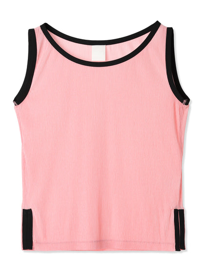 SILKY PLEATS SIDE-SLIT TANK TOP (22 PINK)