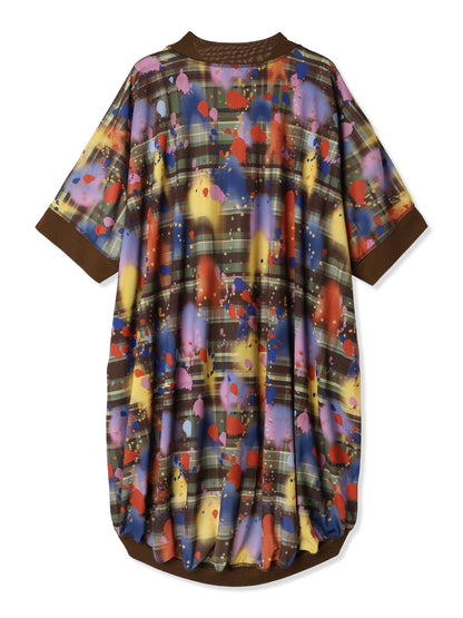 PAPER JERSEY PRINTED SHORT COCOON DRESS