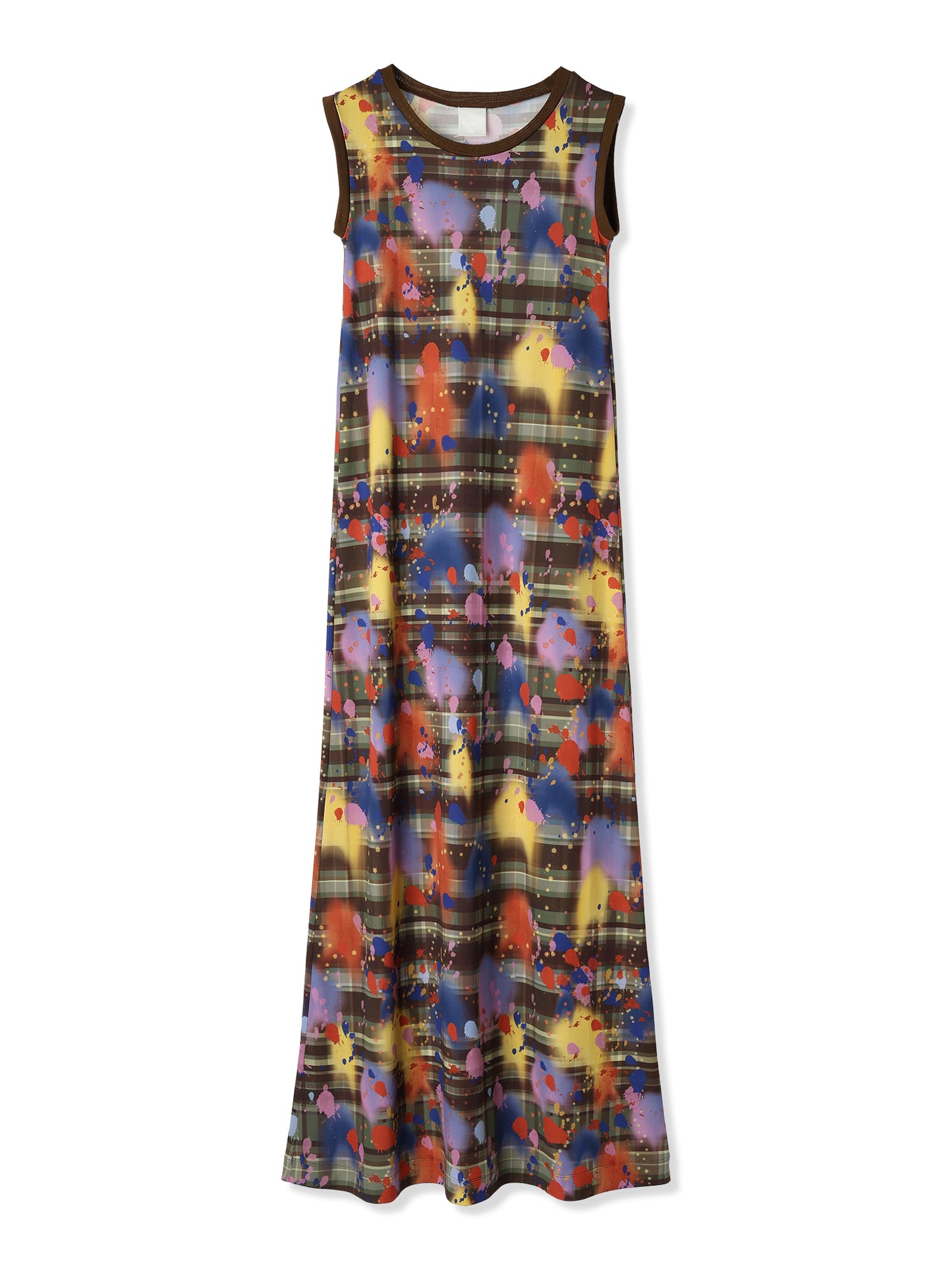 PAPER JERSEY PRINTED SLEEVELESS DRESS (44 BROWN)