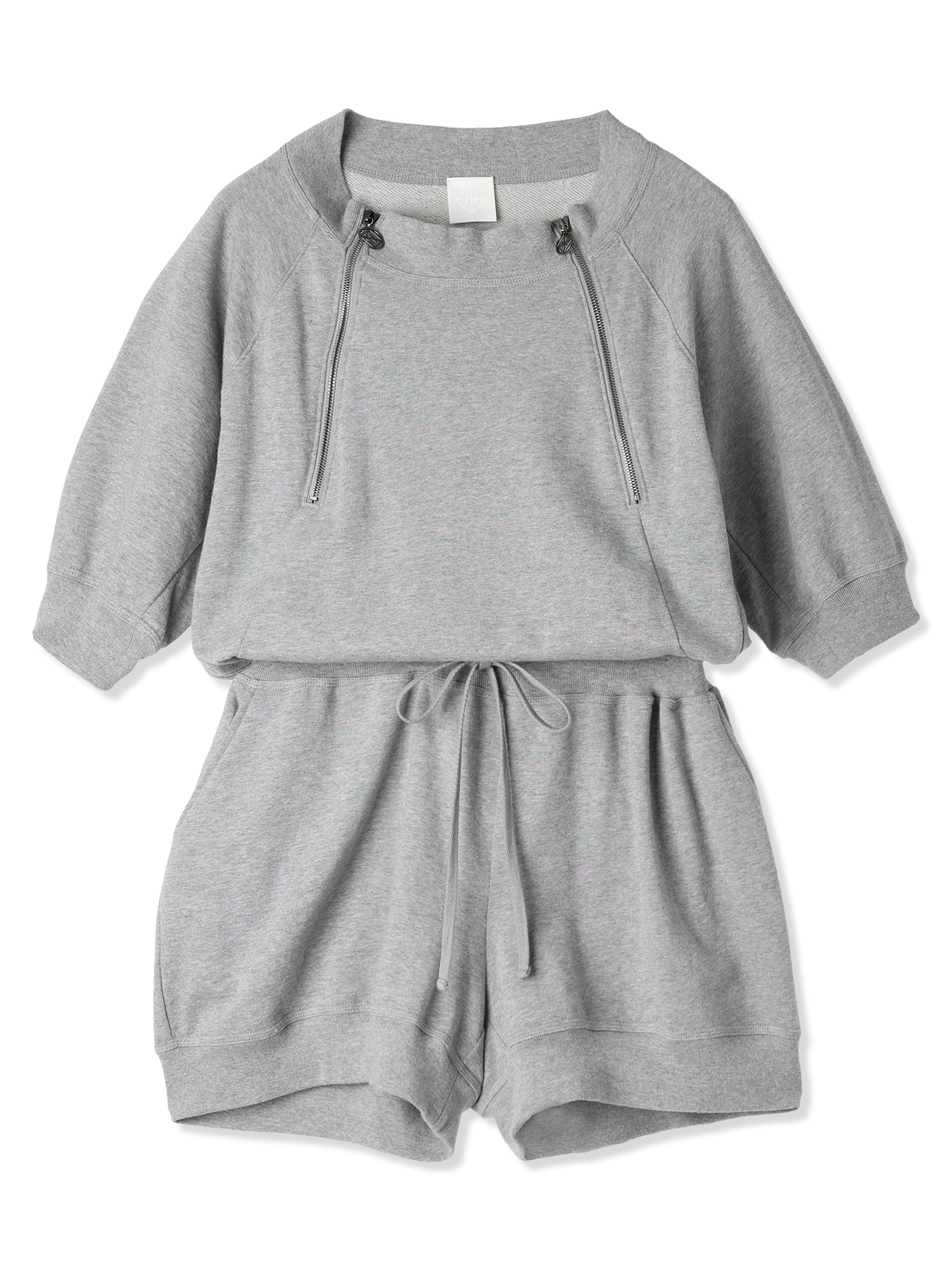 ROYAL LIGHT TERRY DOUBLE ZIPPER RAGLAN JUMPSUIT (13 GRAY)