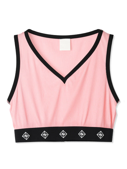 SILKY PLEATS CROPPED TANK TOP (22 PINK)