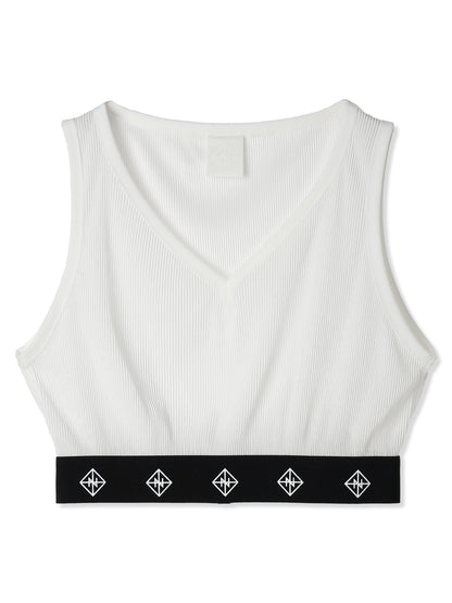 SILKY PLEATS CROPPED TANK TOP (01 WHITE)