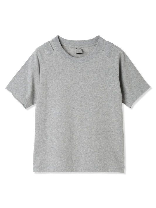 GIMMICK NECK DETAIL RAGLAN T-SHIRT (13 GRAY)