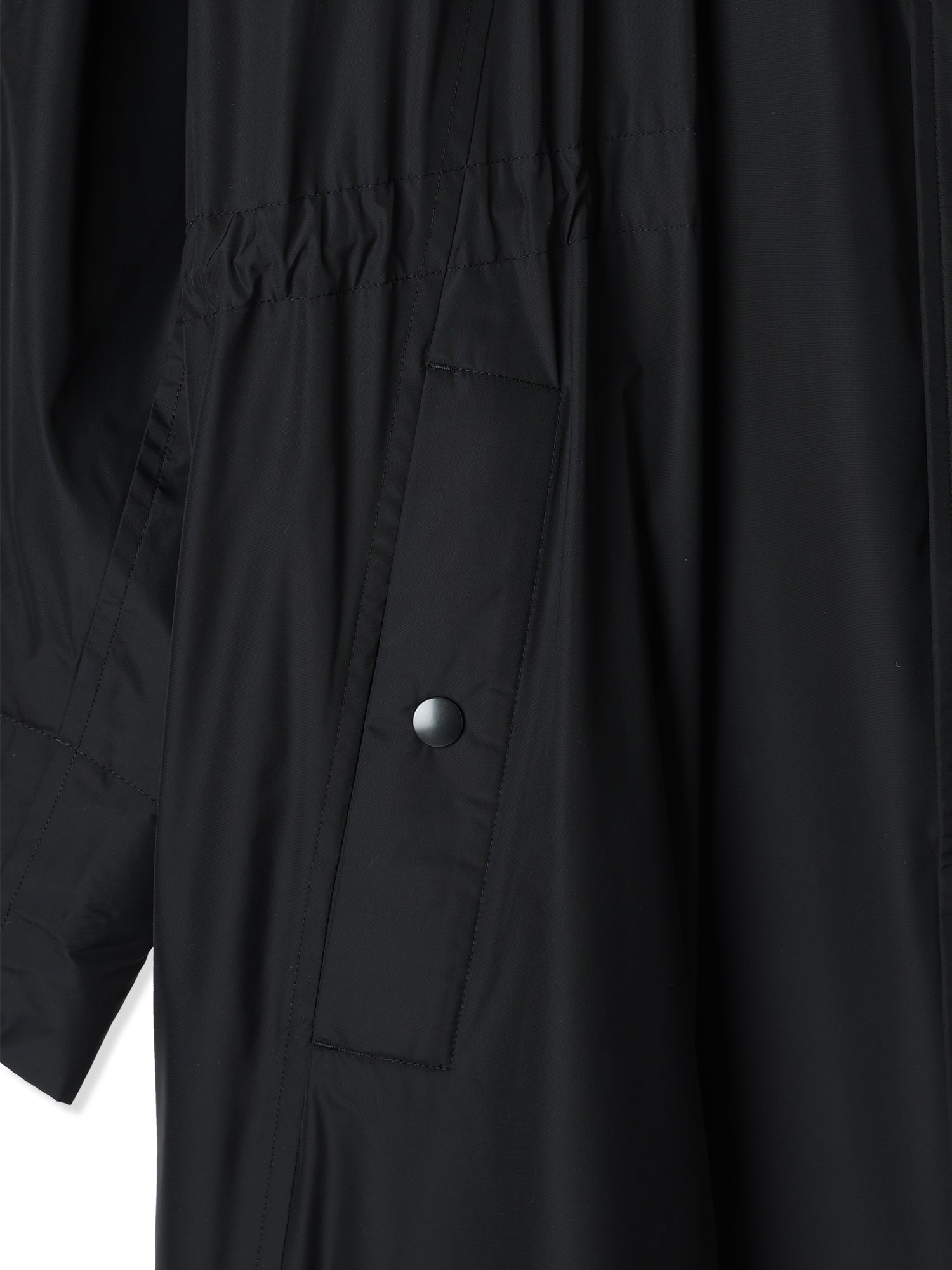 GLASSY NYLON HOODED LONG COAT