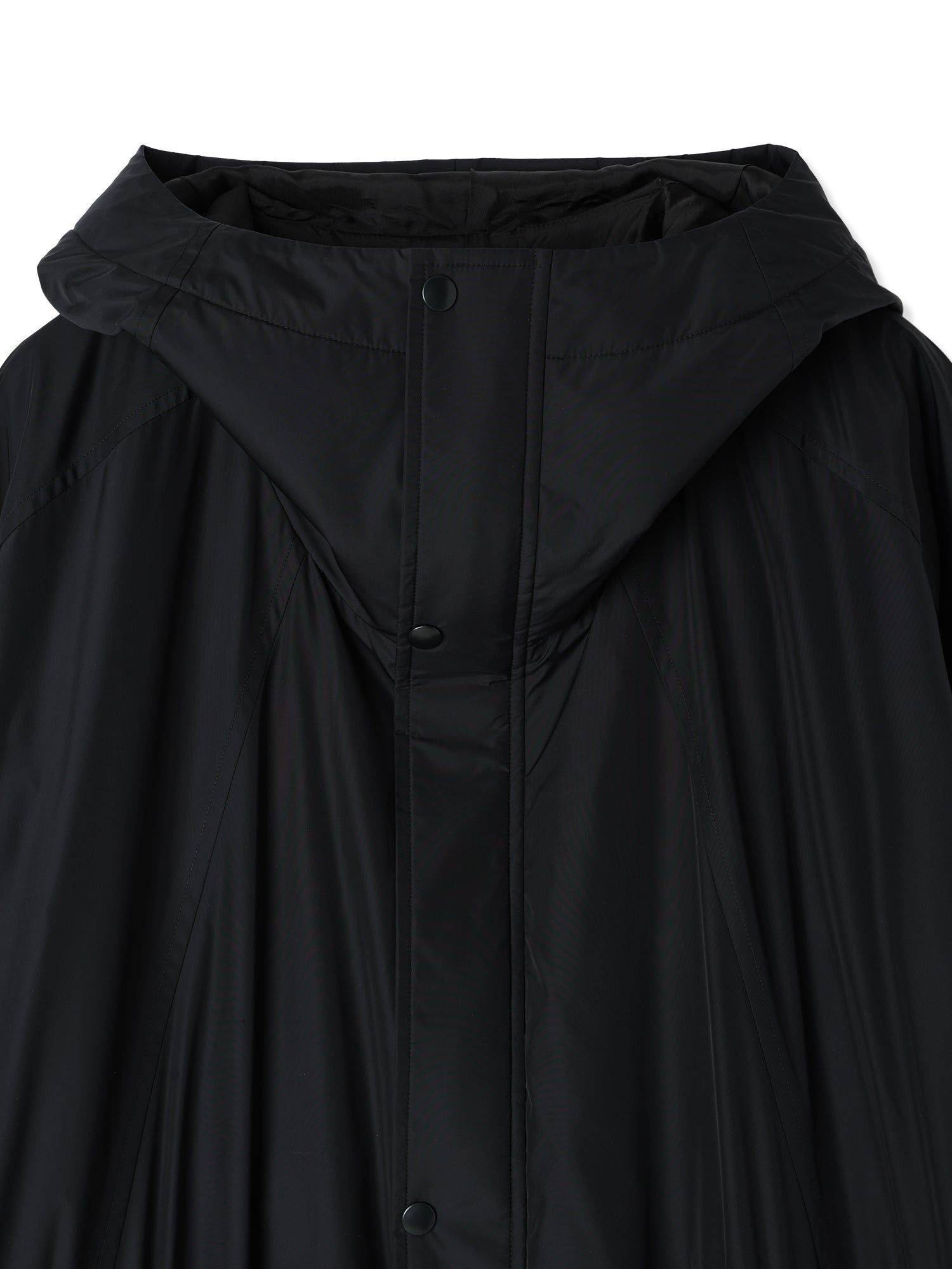 GLASSY NYLON HOODED LONG COAT