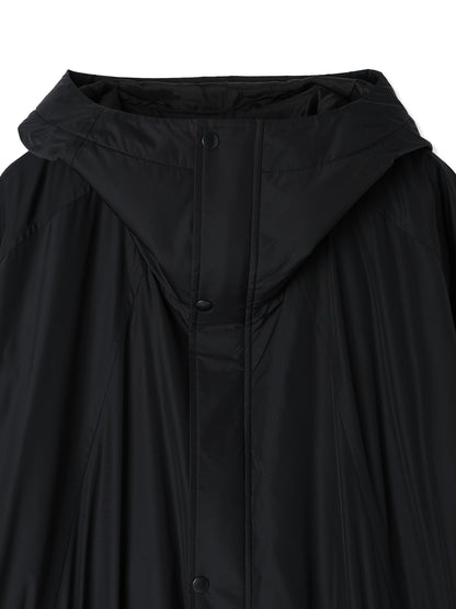 GLASSY NYLON HOODED LONG COAT