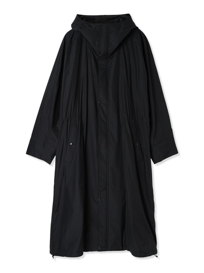 GLASSY NYLON HOODED LONG COAT (15 BLACK)