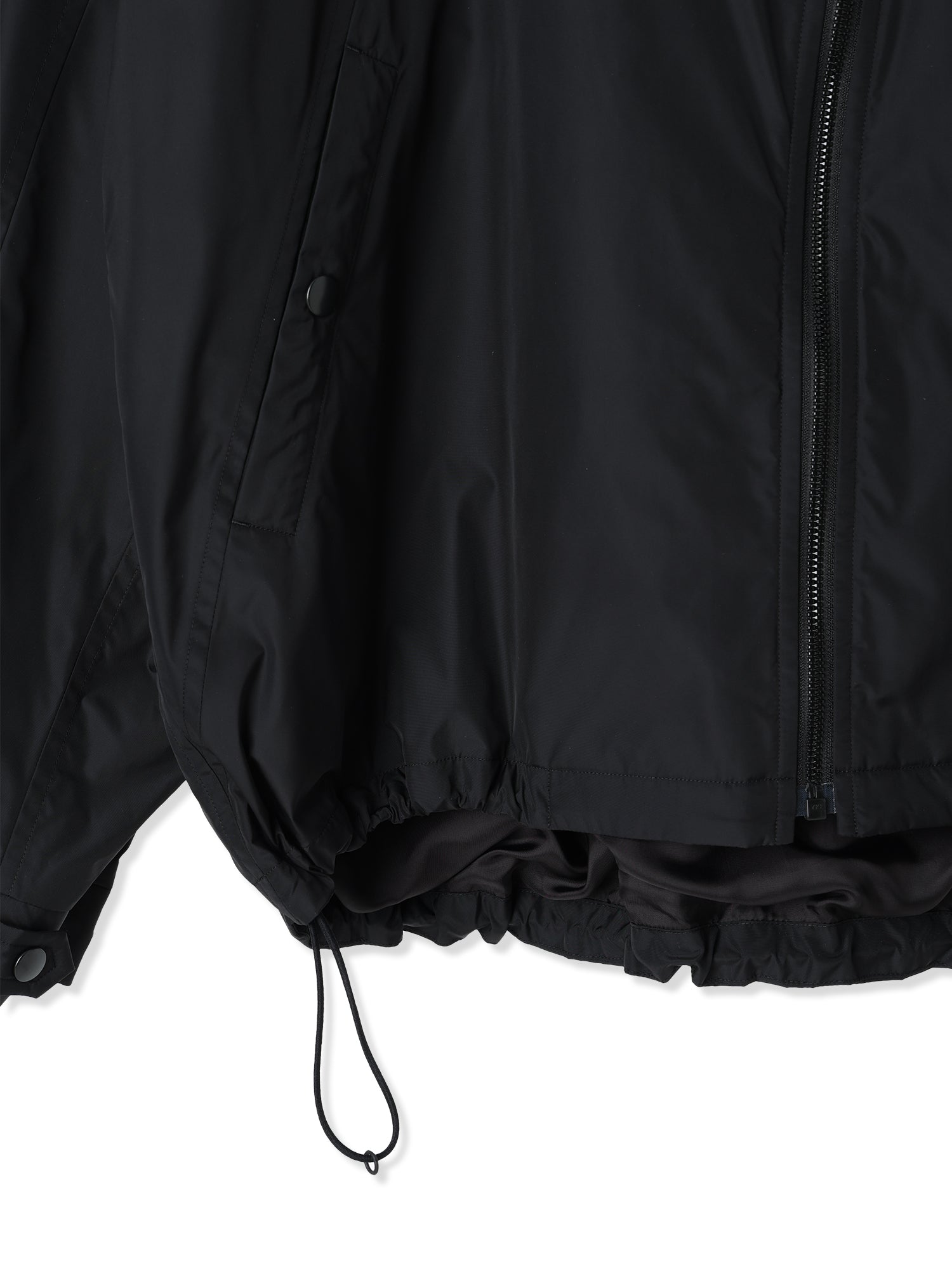 GLASSY NYLON DIAGONAL ZIP HOODED JACKET