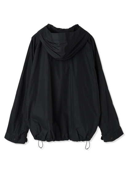 GLASSY NYLON DIAGONAL ZIP HOODED JACKET