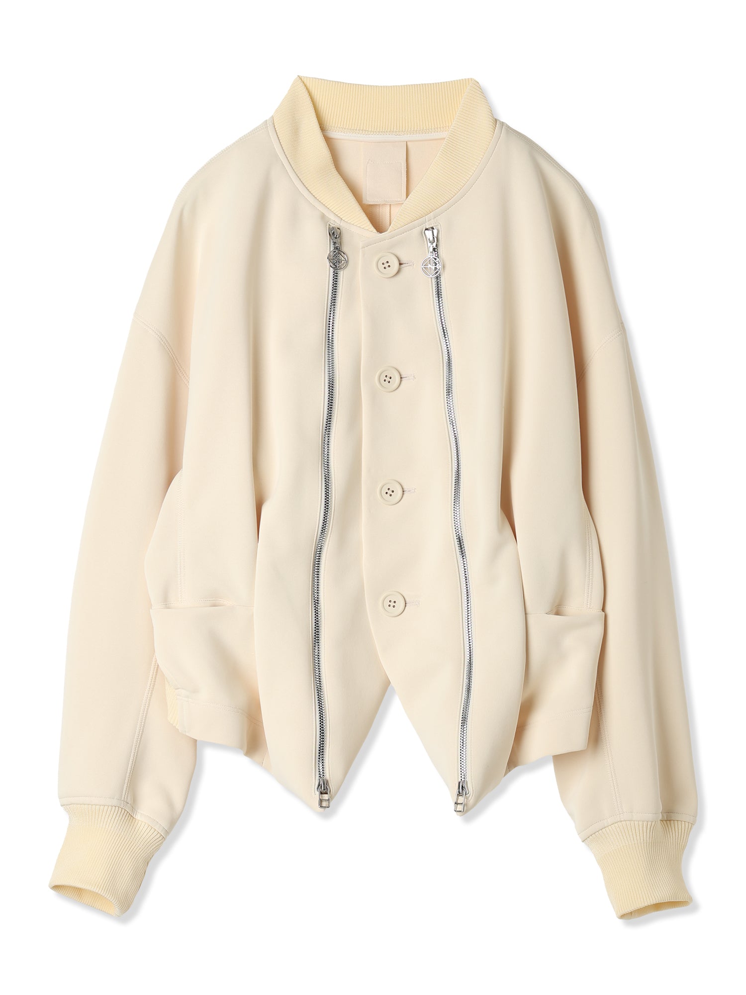SILKY DOUBLE KNIT 3D BOMBER JACKET (04 ECRU)