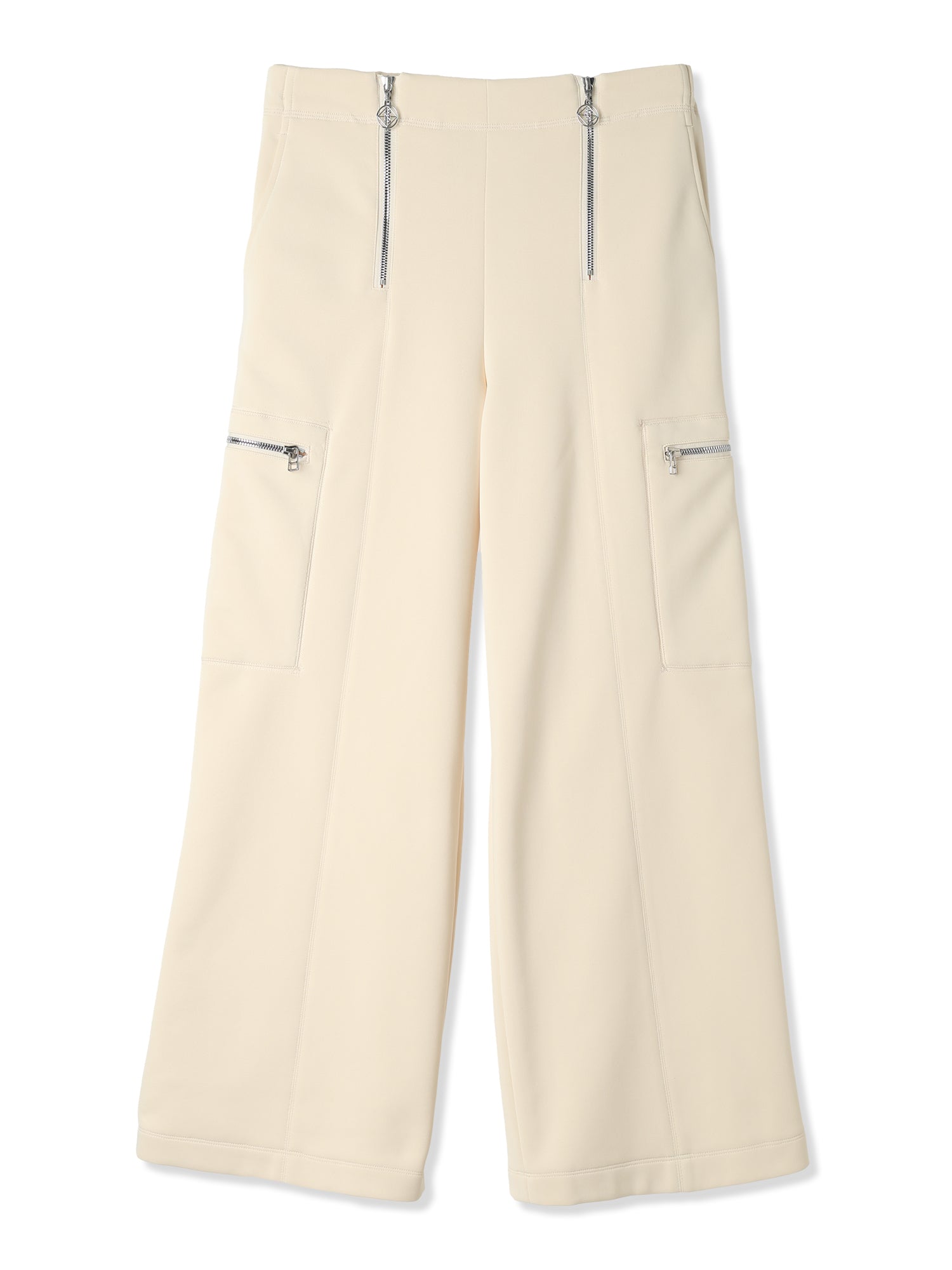 SILKY DOUBLE KNIT SEMI WIDE-LEG SAILOR STYLE PANTS (04 ECRU)