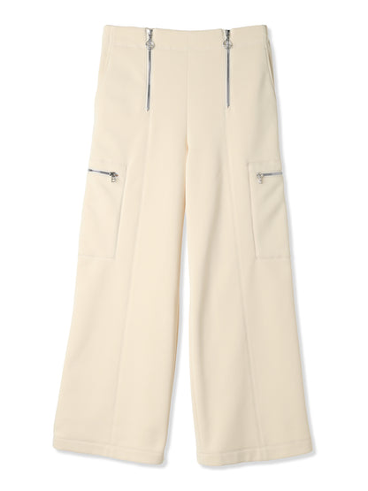 SILKY DOUBLE KNIT SEMI WIDE-LEG SAILOR STYLE PANTS (04 ECRU)