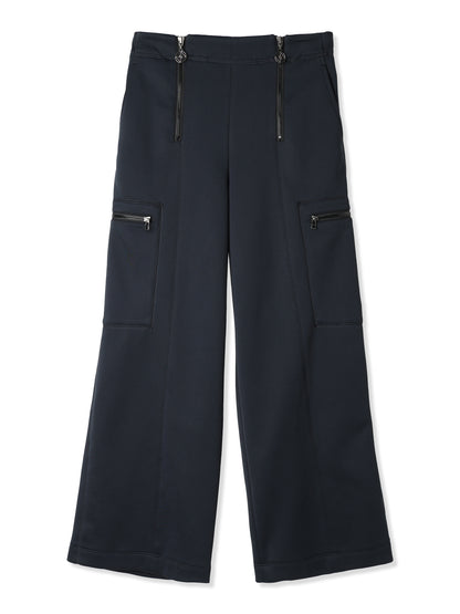 SILKY DOUBLE KNIT SEMI WIDE-LEG SAILOR STYLE PANTS (15 BLACK)