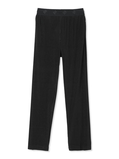 SILKY PLEATS STRAIGHT-LEG PANTS (15 BLACK)