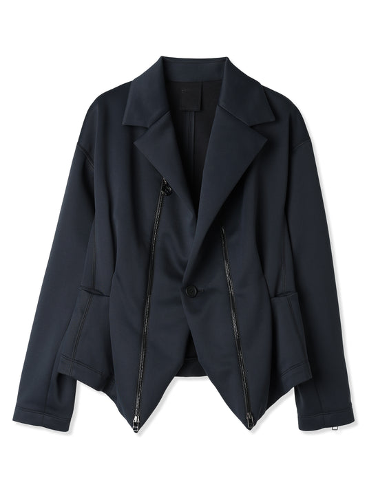 SILKY DOUBLE KNIT 3D ZIP UP JACKET (15 BLACK)