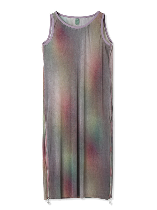 SILKY PLEATS PRINTED SLEEVELESS DRESS (12 GRADATION)