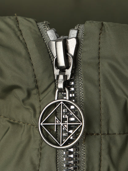 GLASSY NYLON FULL ZIP HOODED JACKET