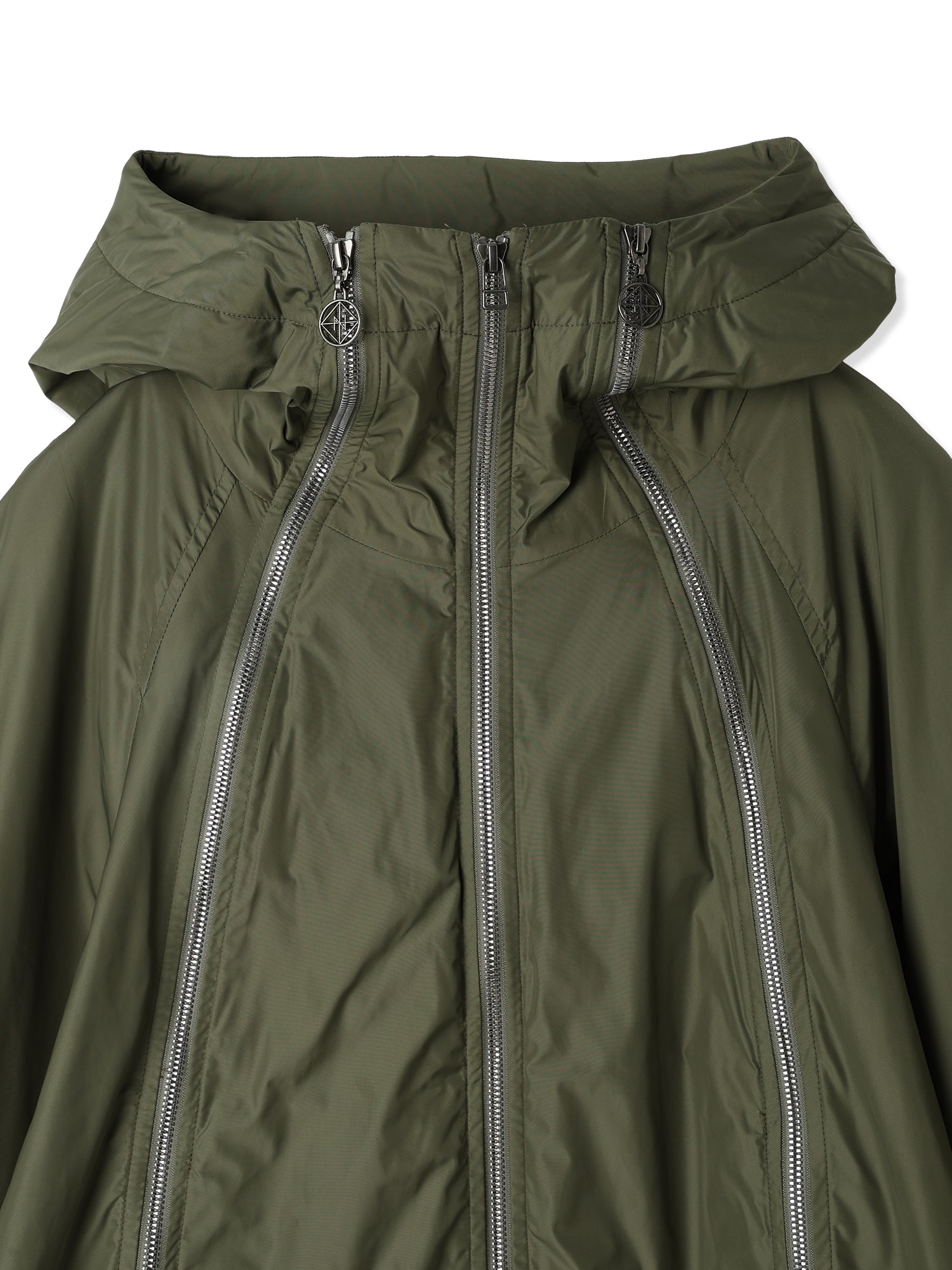 GLASSY NYLON FULL ZIP HOODED JACKET