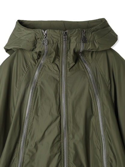 GLASSY NYLON FULL ZIP HOODED JACKET
