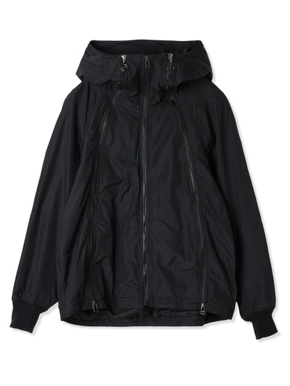 GLASSY NYLON FULL ZIP HOODED JACKET (15 BLACK)