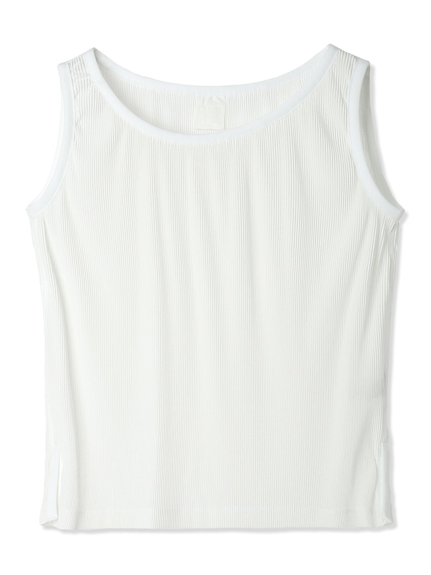SILKY PLEATS SIDE-SLIT TANK TOP (01 WHITE)