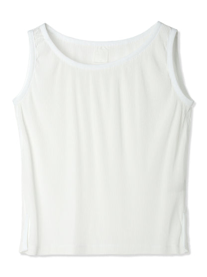 SILKY PLEATS SIDE-SLIT TANK TOP (01 WHITE)