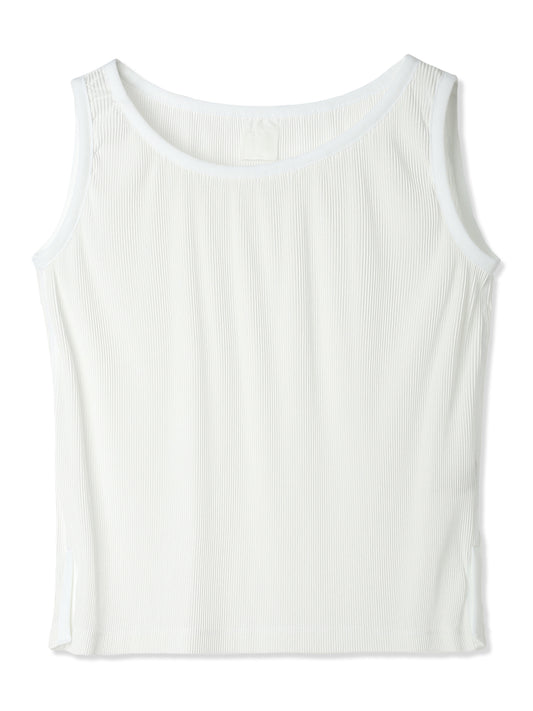 SILKY PLEATS SIDE-SLIT TANK TOP (01 WHITE)