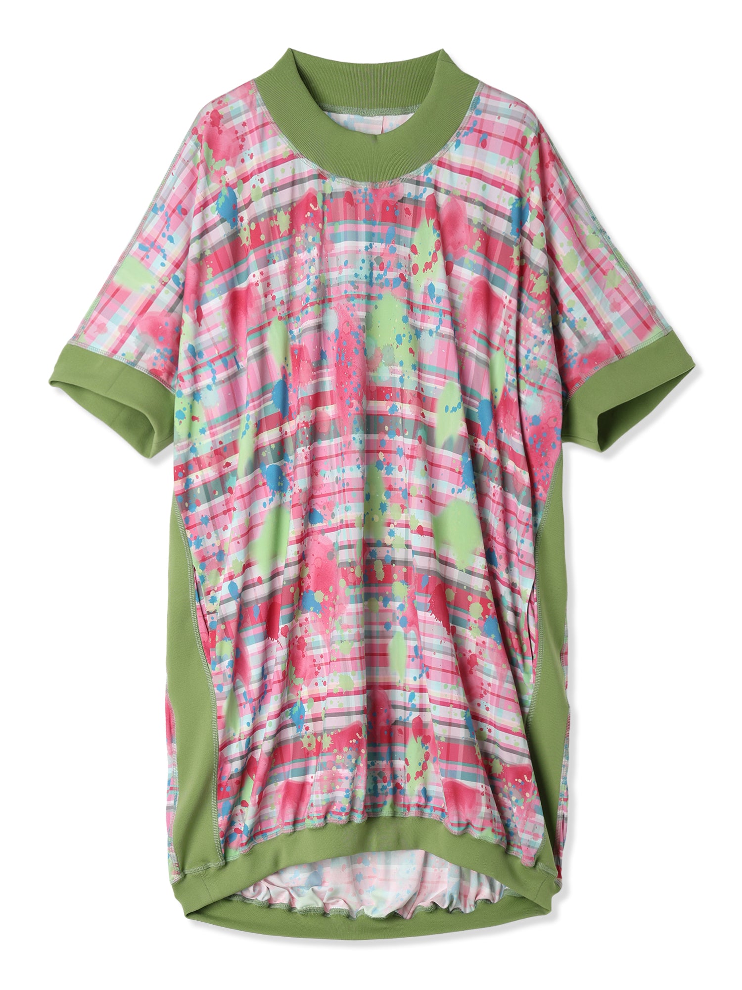 PAPER JERSEY PRINTED SHORT COCOON DRESS (23 DARK PINK)